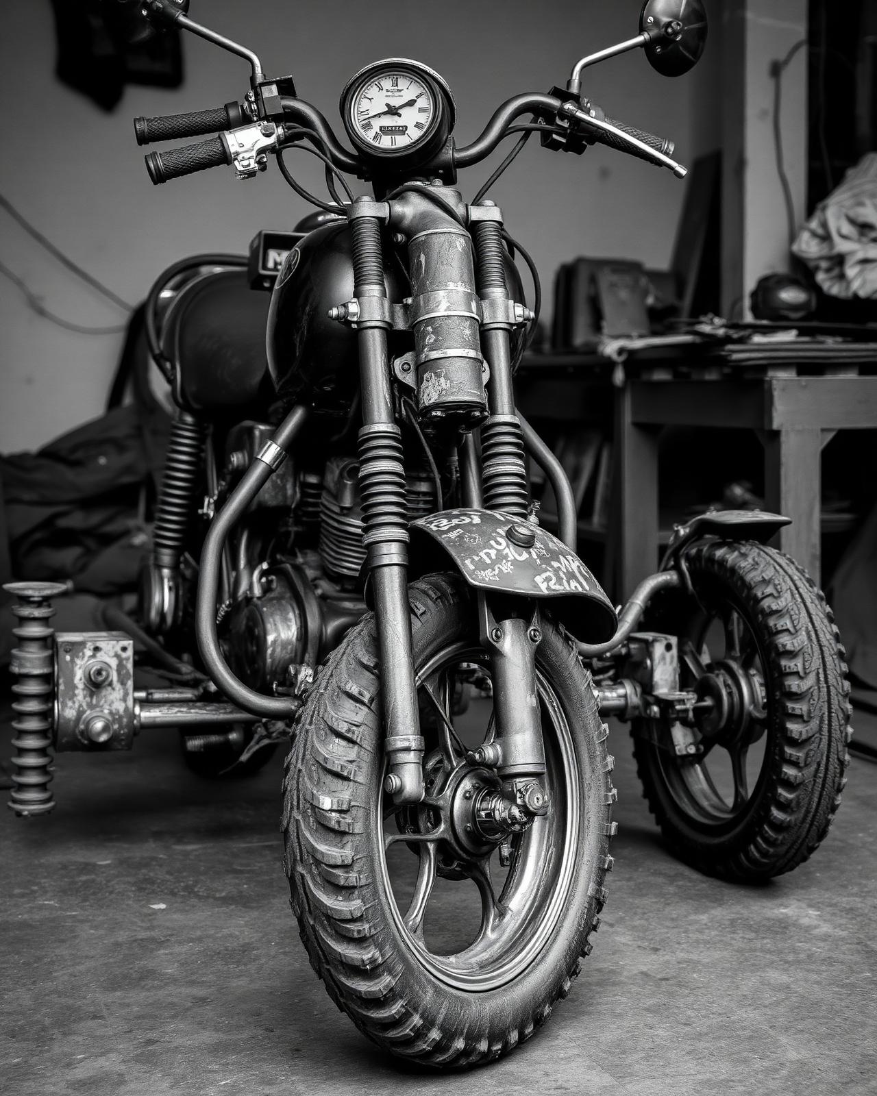 Scooter indonésien recomposé, esthétique Mad Max
